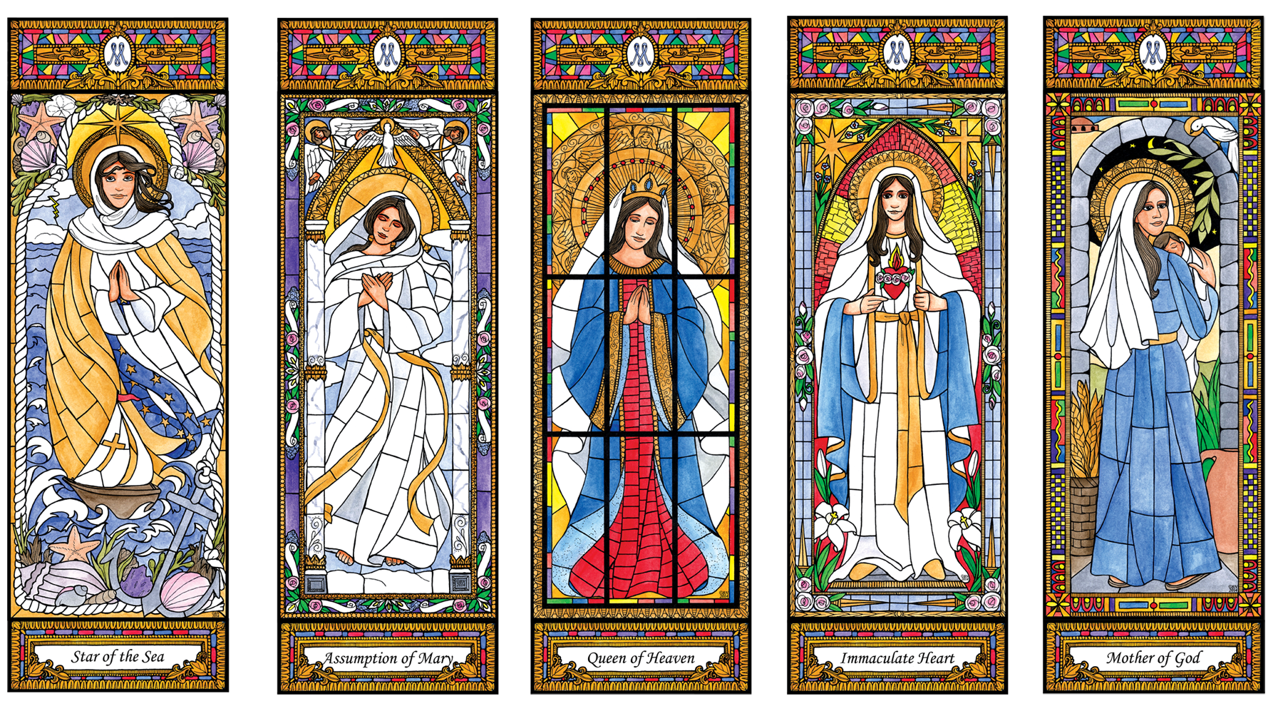 Stained Glass Mary Set 3
