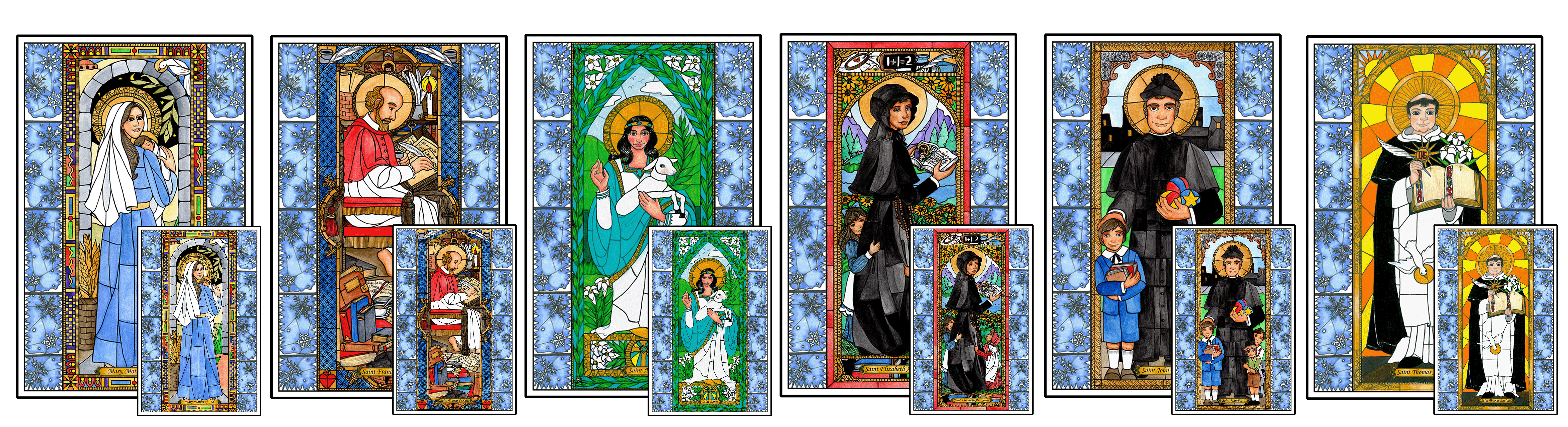 Stained Glass Saints of January Mini Posters and Window Cling Combo