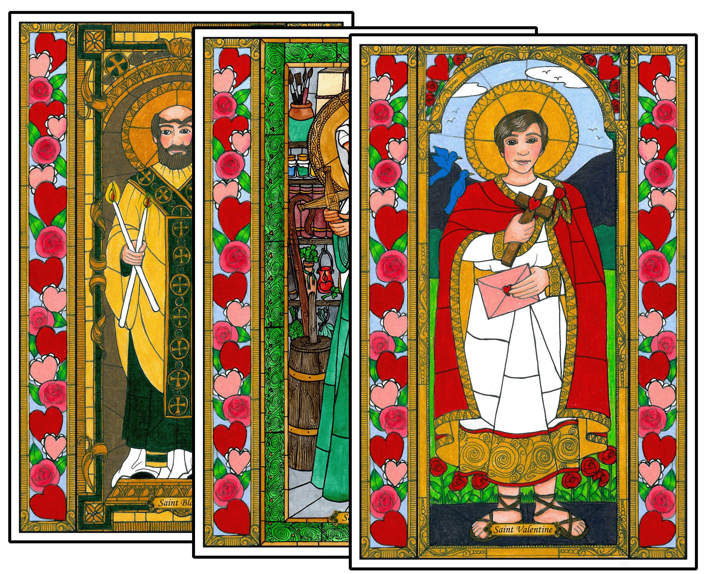 Stained Glass Saints of Febuary Window Cling Set
