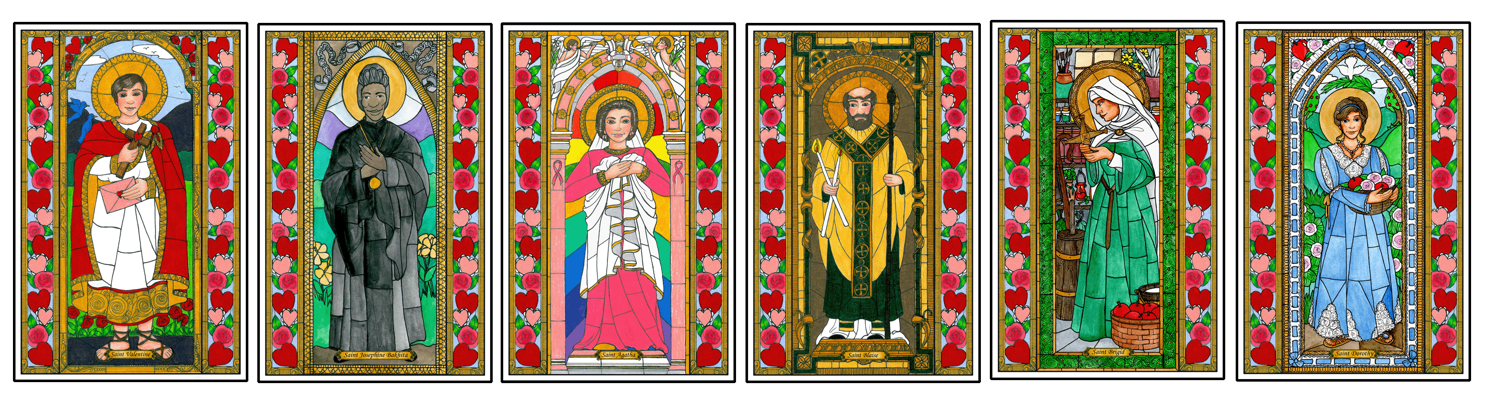 Stained Glass Saints of February Window Cling