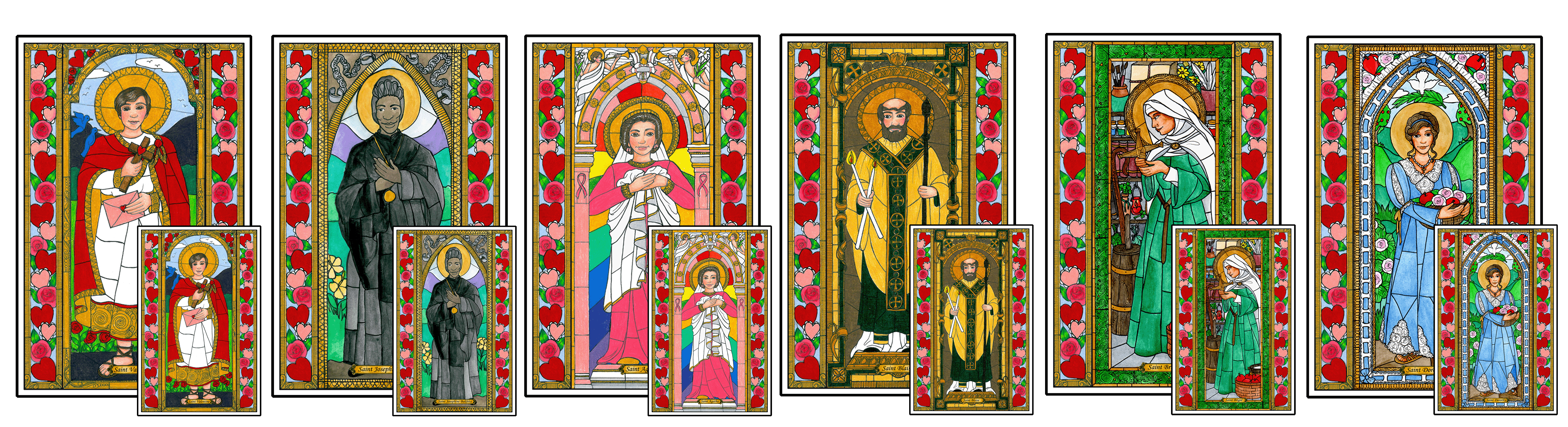 Stained Glass Saints of February Window Cling Combo