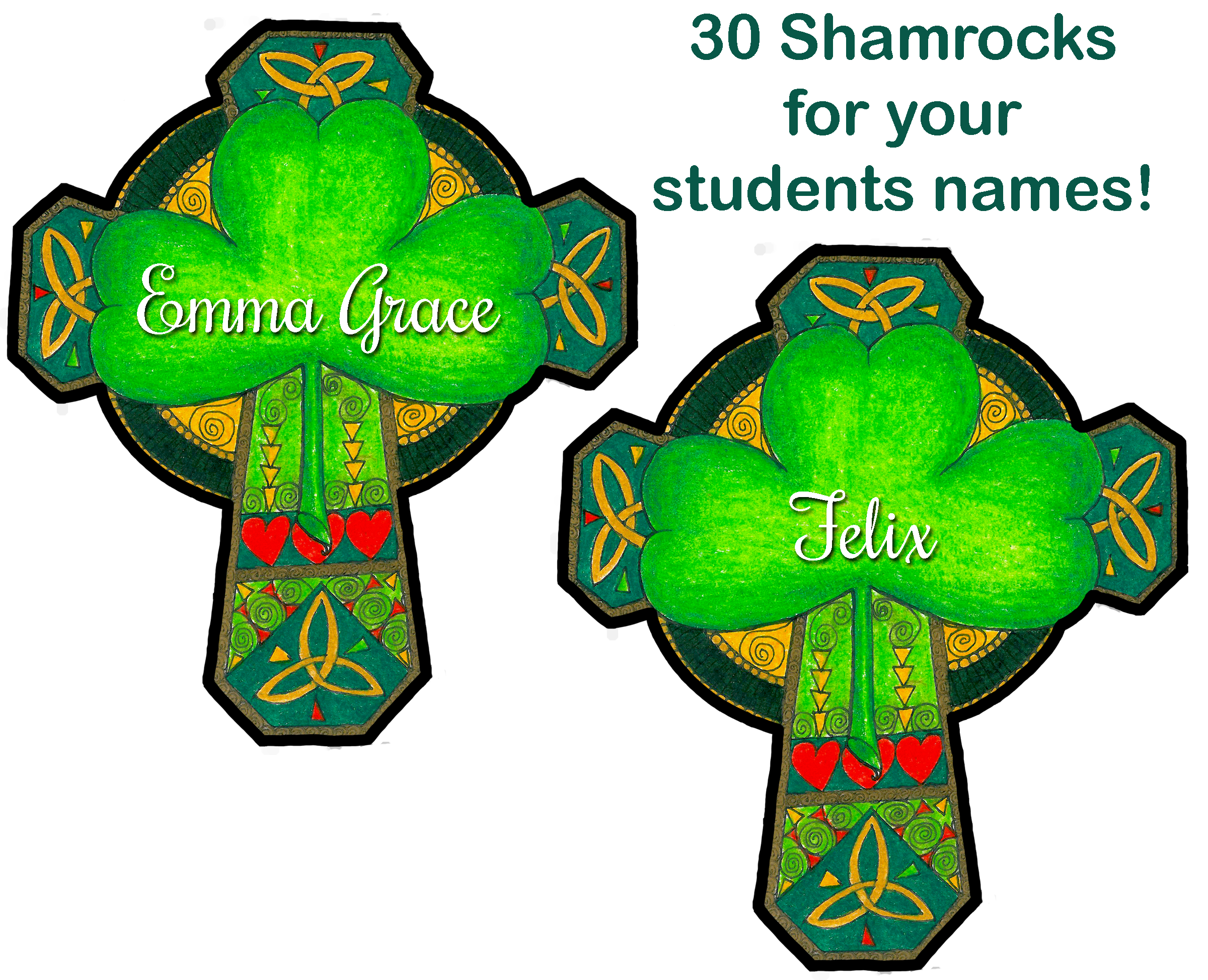 Boho Saint Patrick Shamrock Nameplate Combo