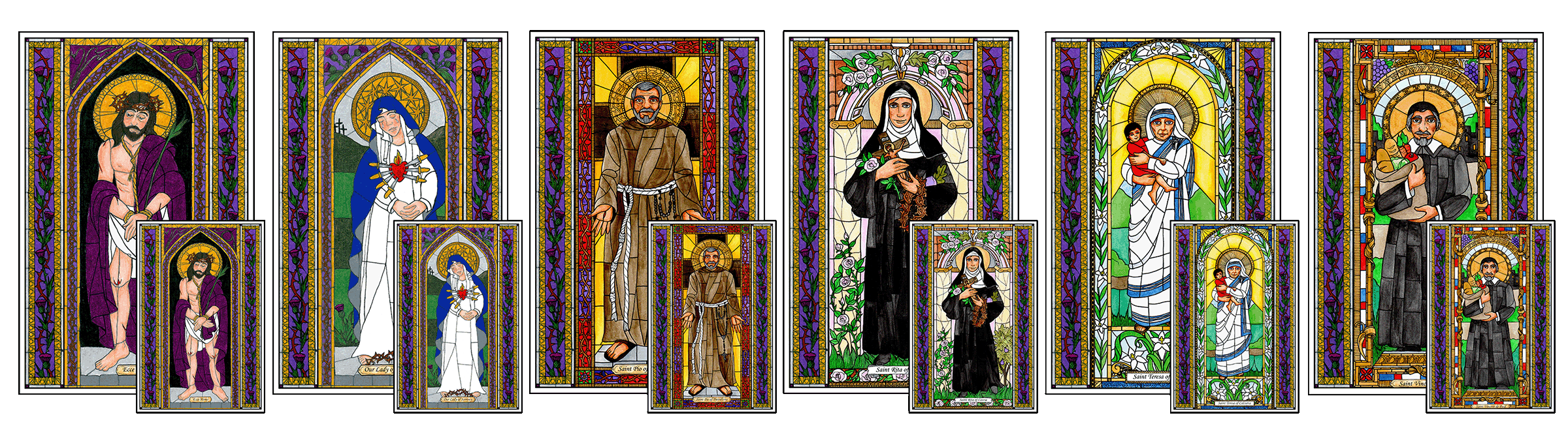 Stained Glass Saints for Lent Mini-Posters Window Cling Combo