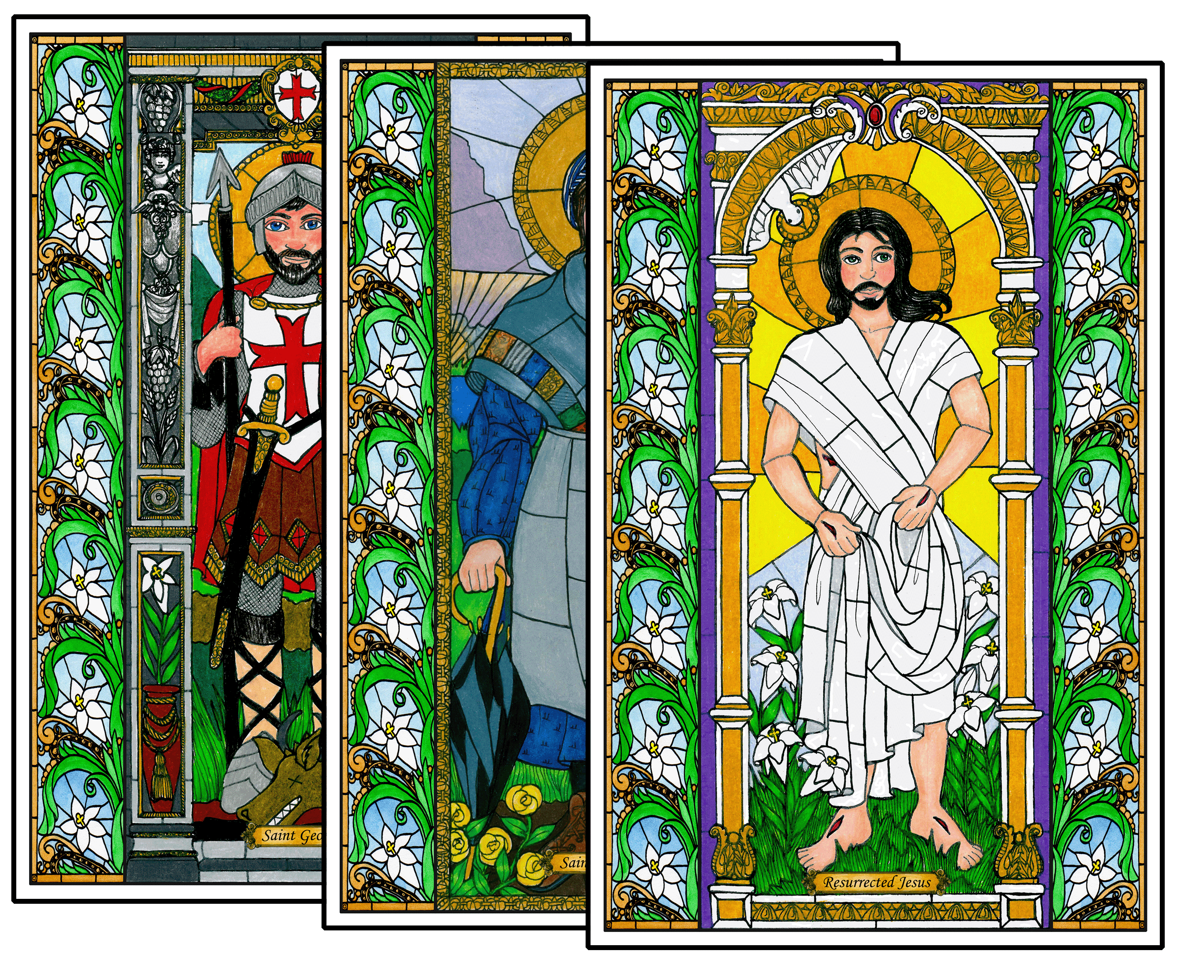 Stained Glass Saints of April Window Cling