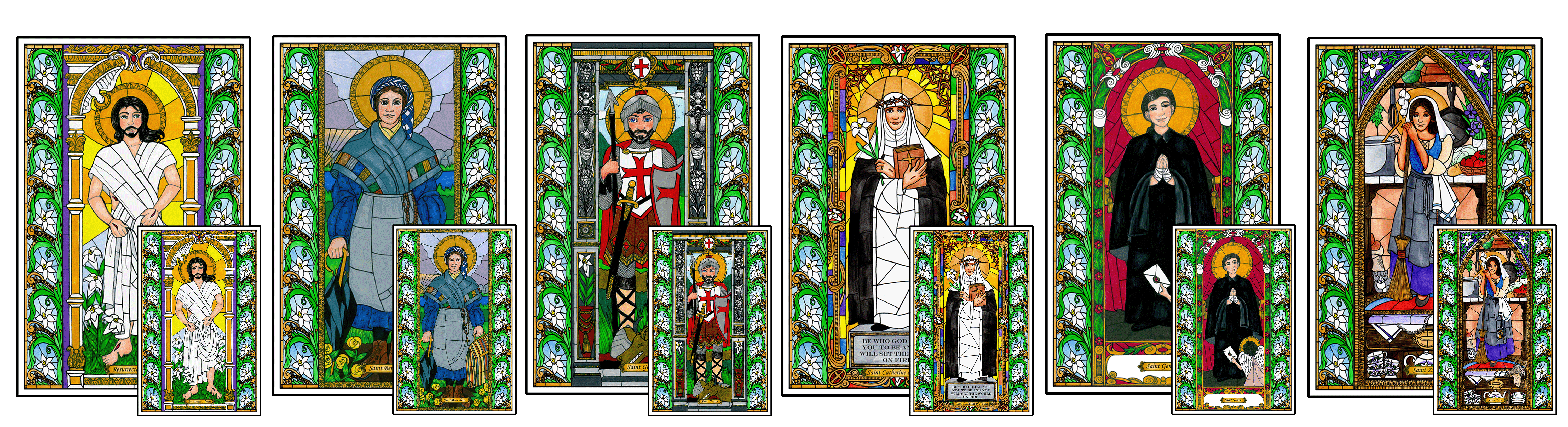 Stained Glass Saints for April Mini-Posters Window Cling Combo