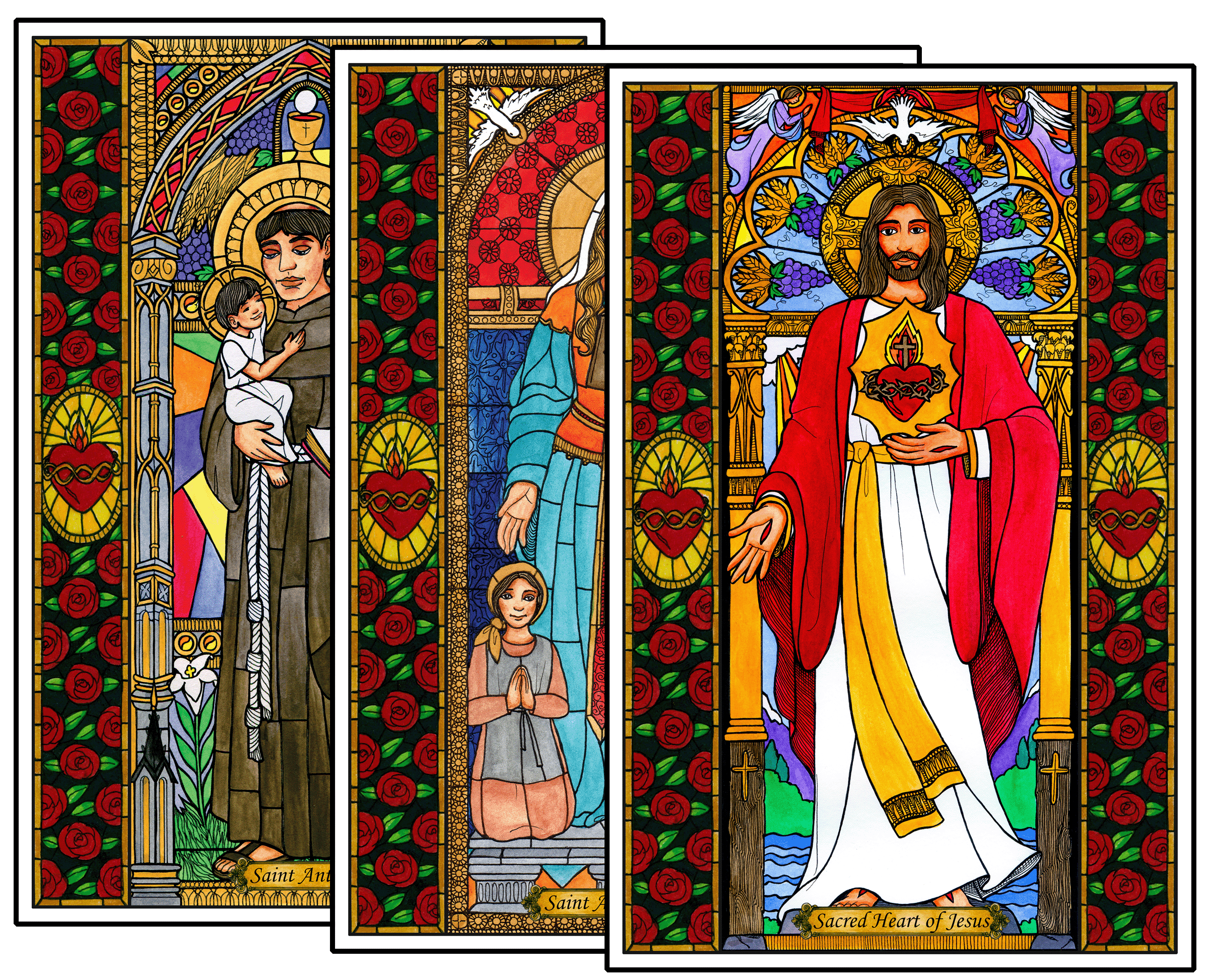 Stained Glass Saints of June Window Cling Set