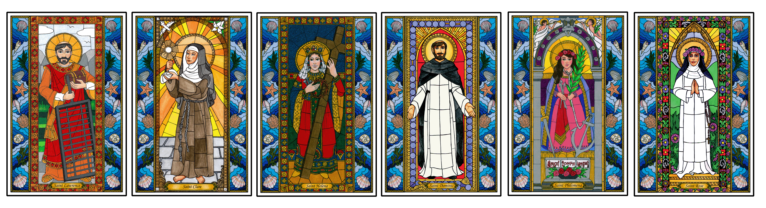 Stained Glass Saints of August Window Cling