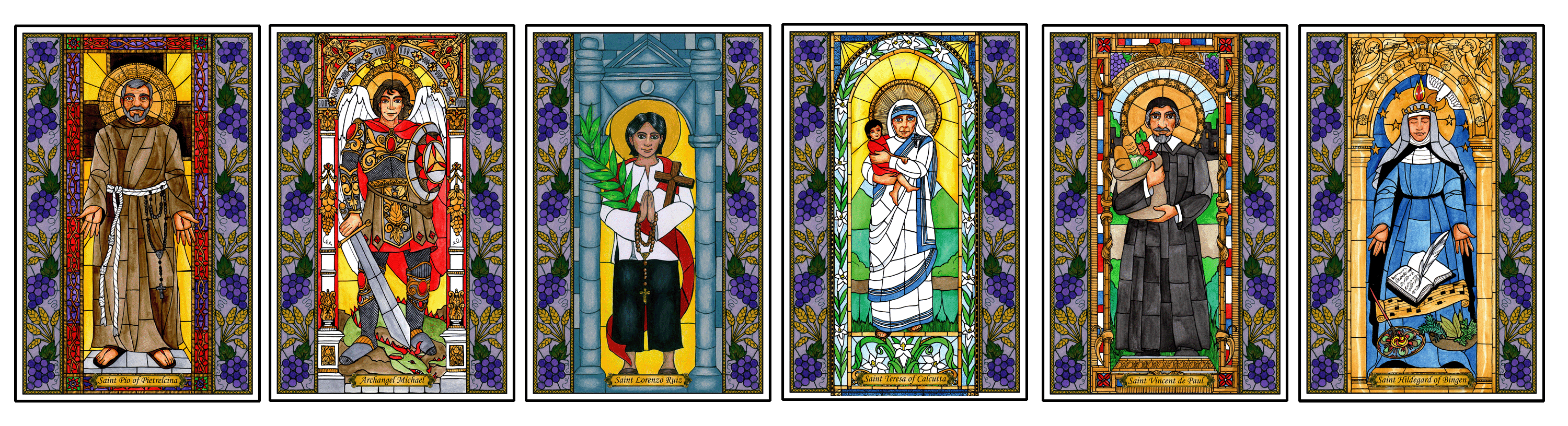 Stained Glass Saints of September Window Cling