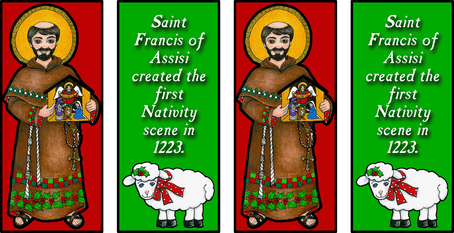 Saint Francis Nativity Block and Tassel Christmas Ornament