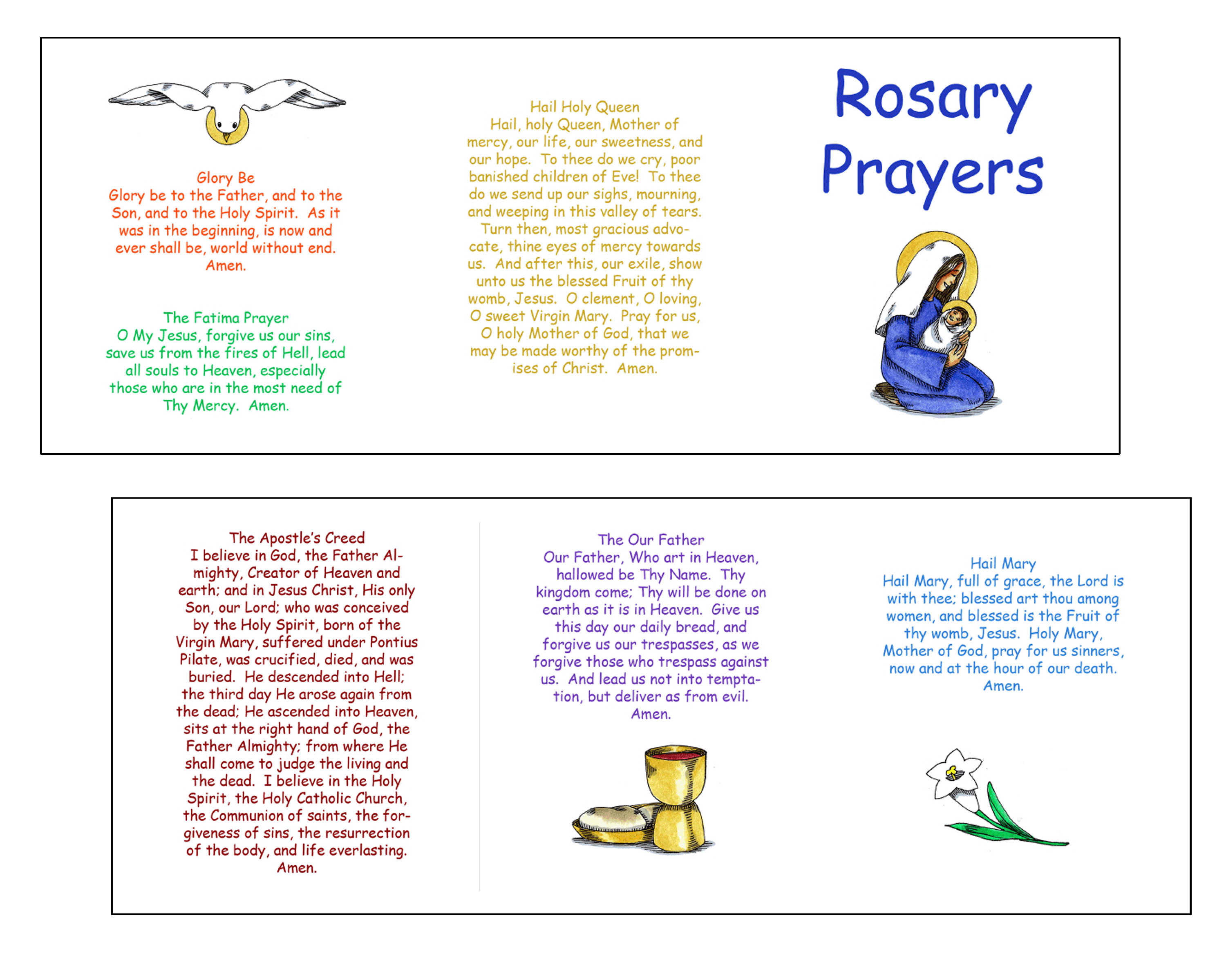 Tri-Fold Pocket Sized Rosary Prayers