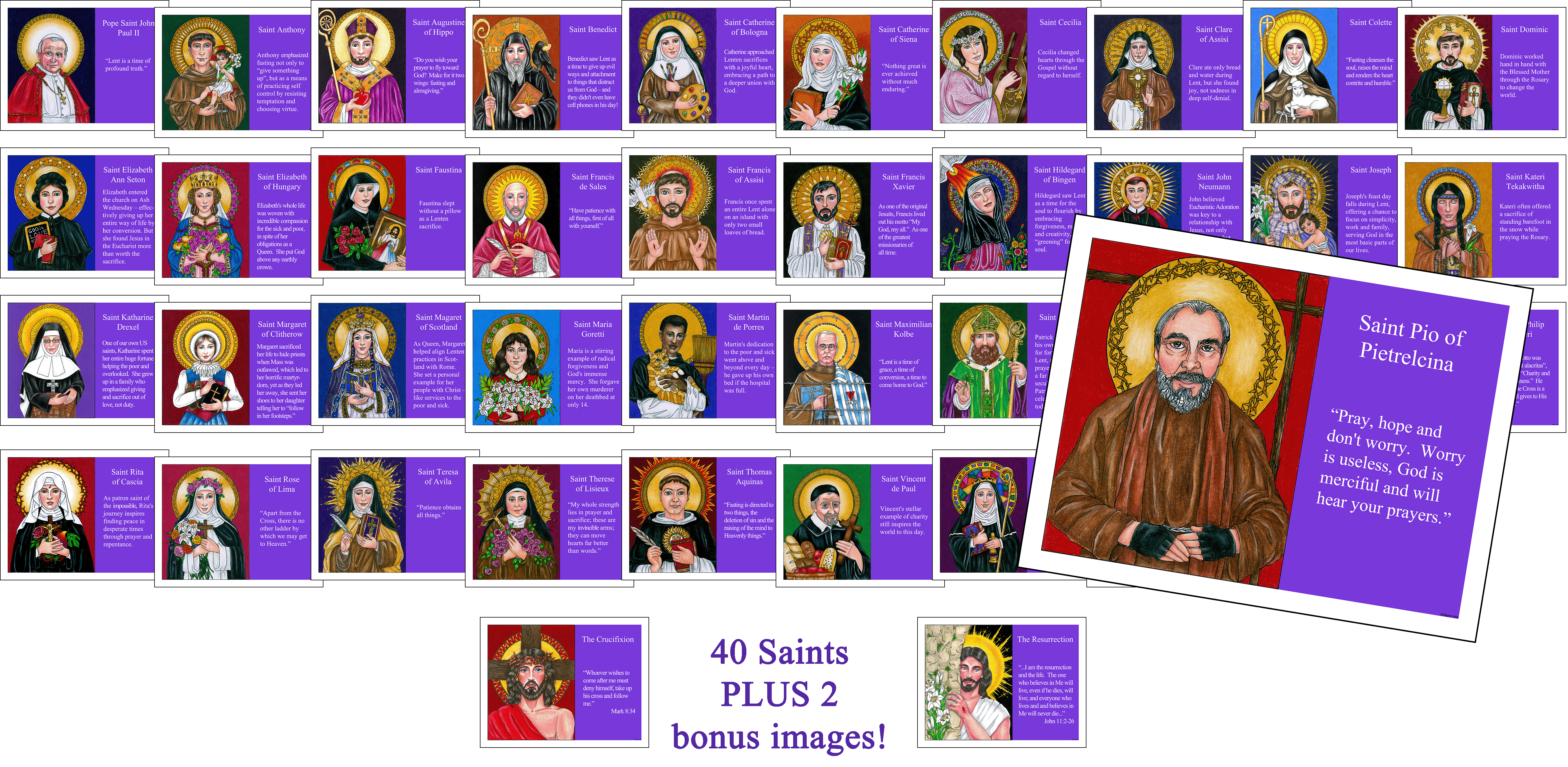 Forty Days, Forty Saints Classroom Cards