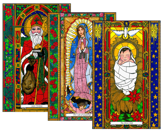 Stained Glass Saints of December Window Cling