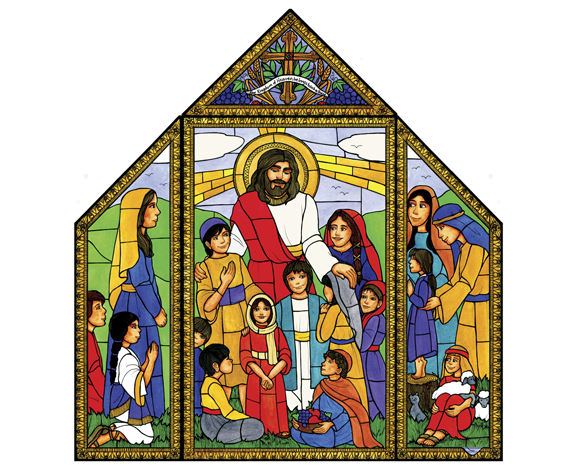 Stained Glass Jesus and the Children