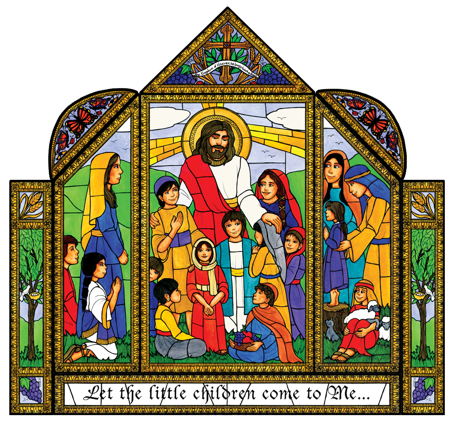 Stained Glass Jesus and the Children