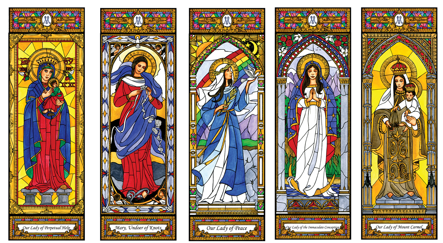 Stained GLass Mary Set 2