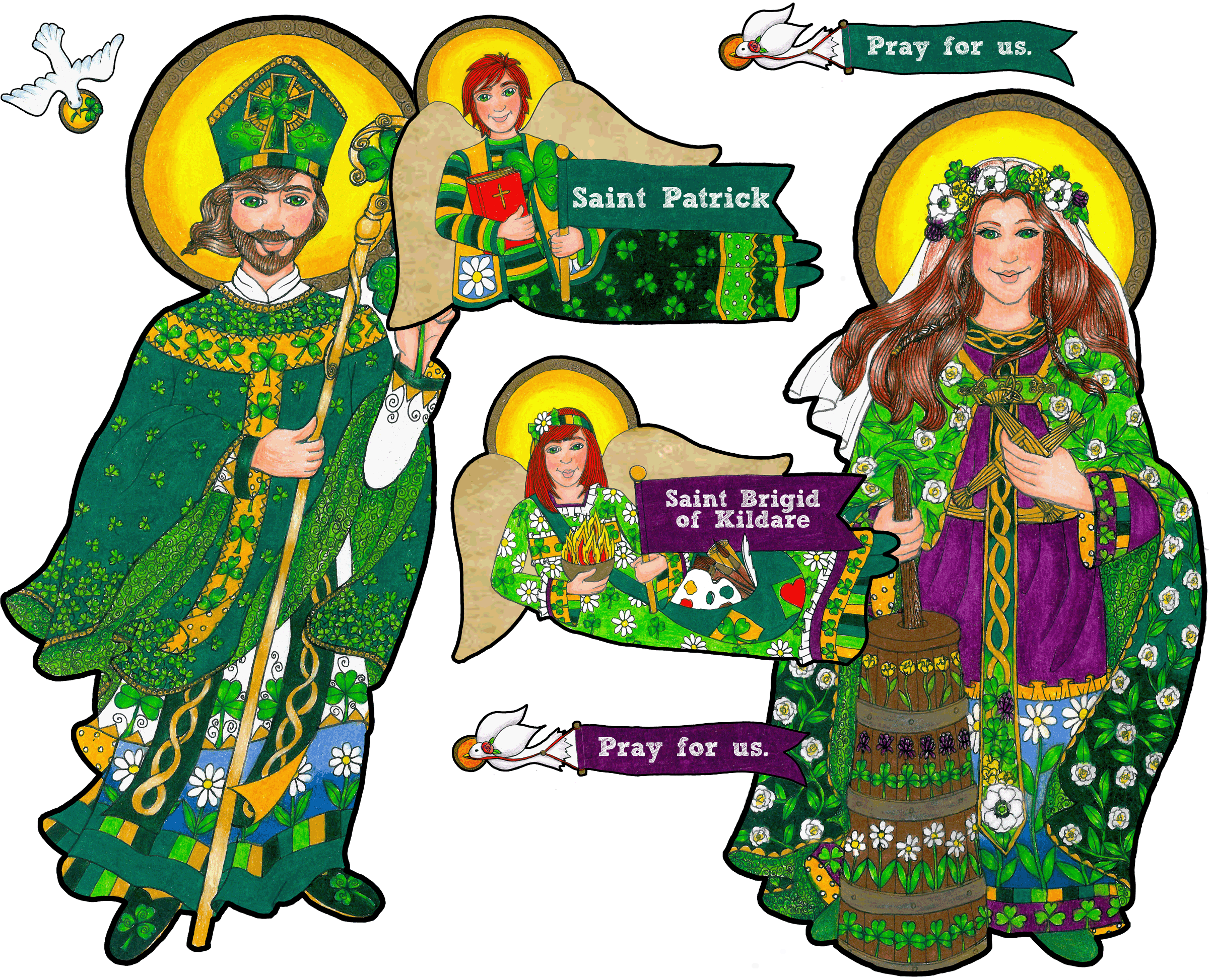 Boho Saint Patrick and Brigid Combo