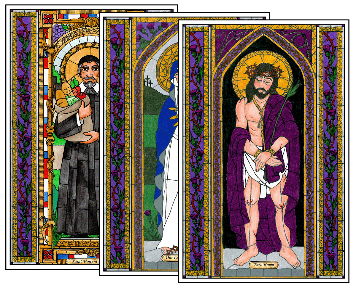 Stained Glass Saints of Lent Window Cling Set