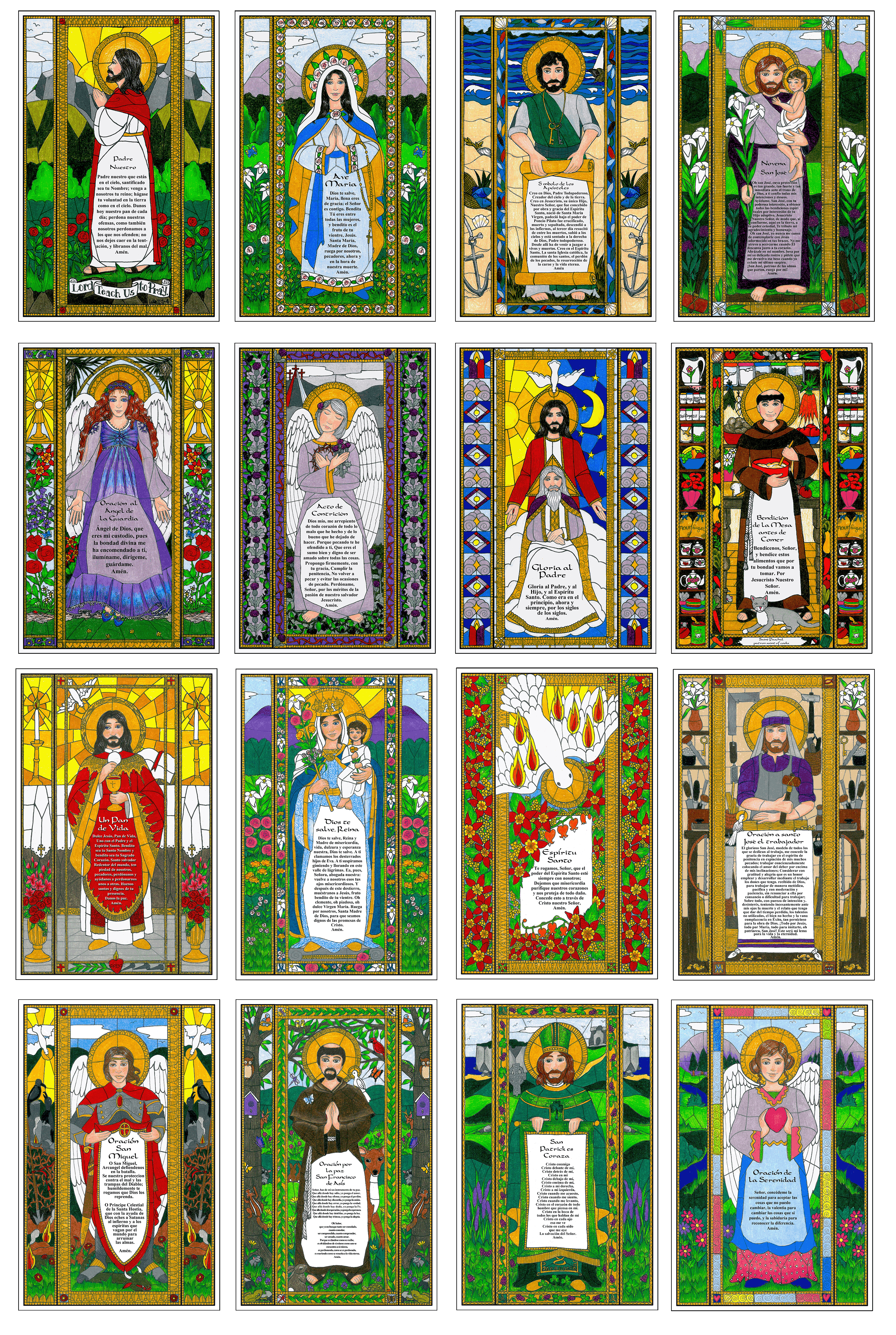 Stained Glass Prayer Sets 1 & 2 - Spanish Combo