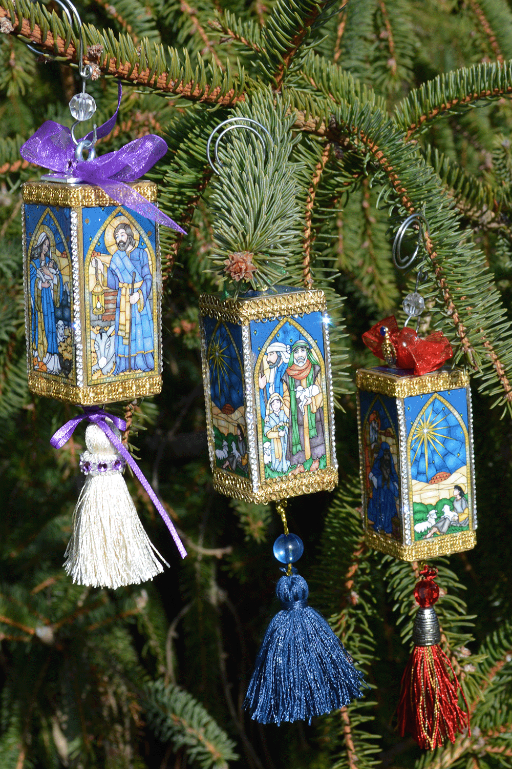All Three Block and Tassel Christmas Ornament