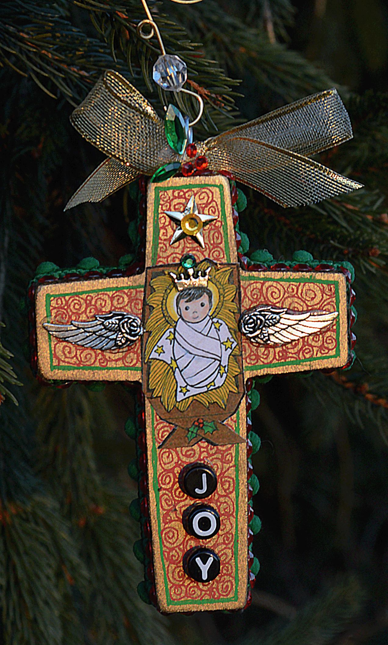 All Three Block and Tassel Christmas Ornament