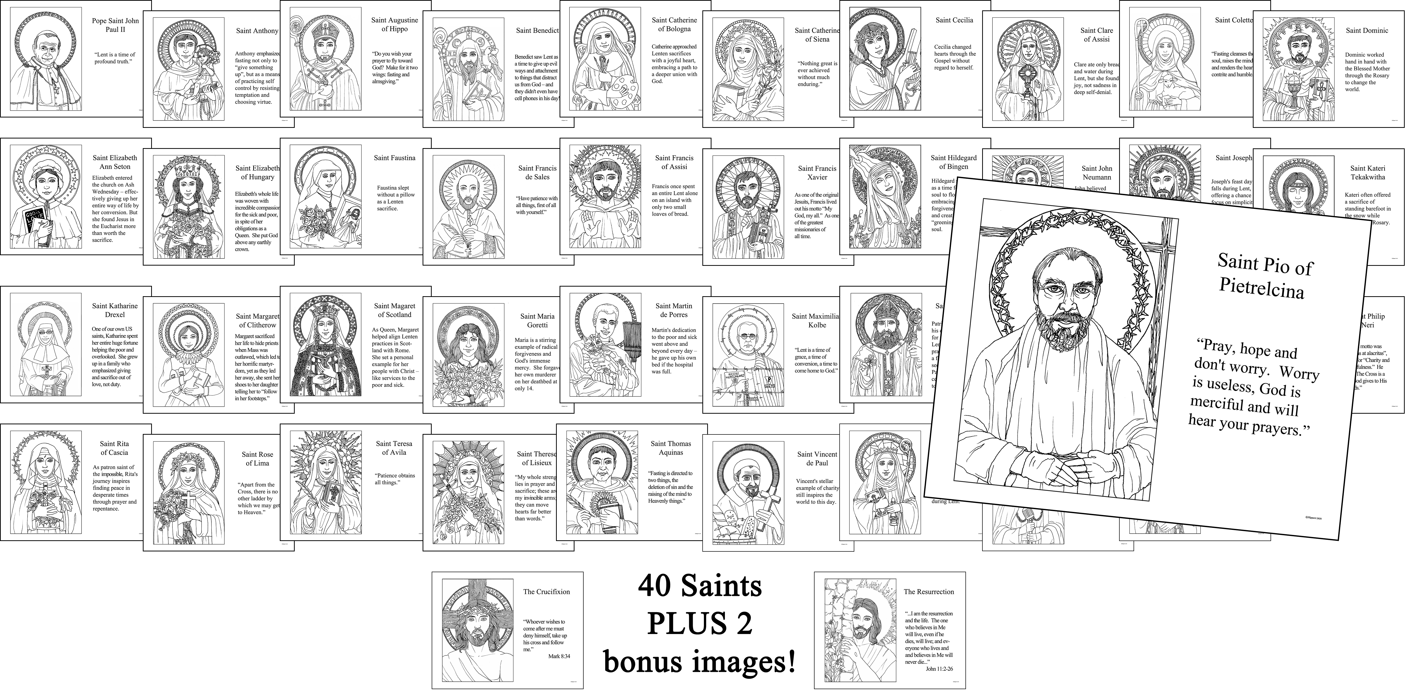 Forty Days, Forty Saints Coloring Sheet Masters