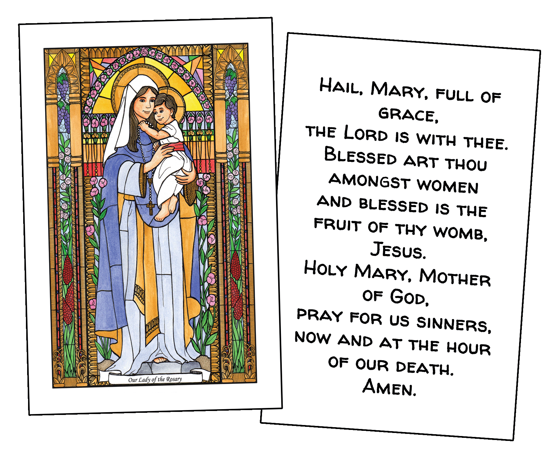 Our Lady of the Rosary Holy Cards