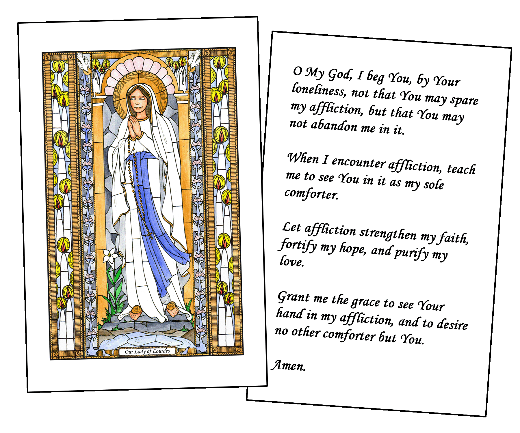 Our Lady of Lourdes Holy Cards